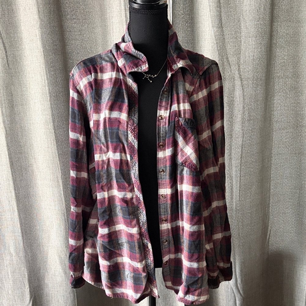 Westport Burgundy and White Plaid Shirt